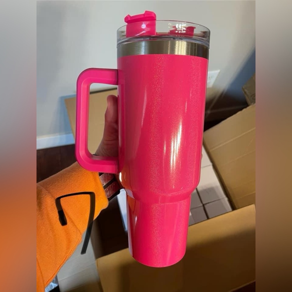 Unbranded holographic plain hot pink 40oz tumbler